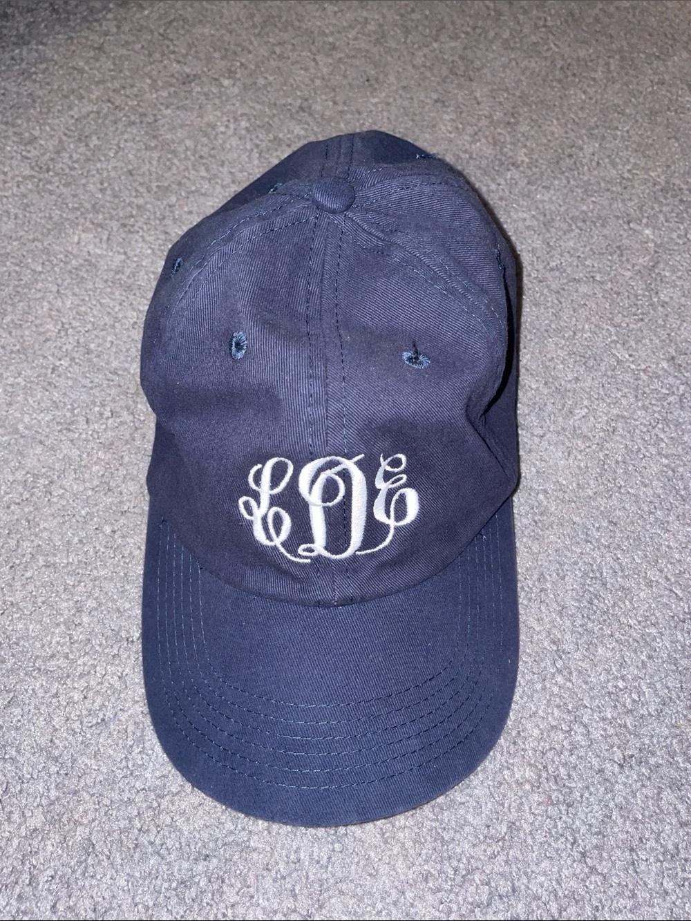 Monogram Navy Baseball Cap with White Embroidery LDE